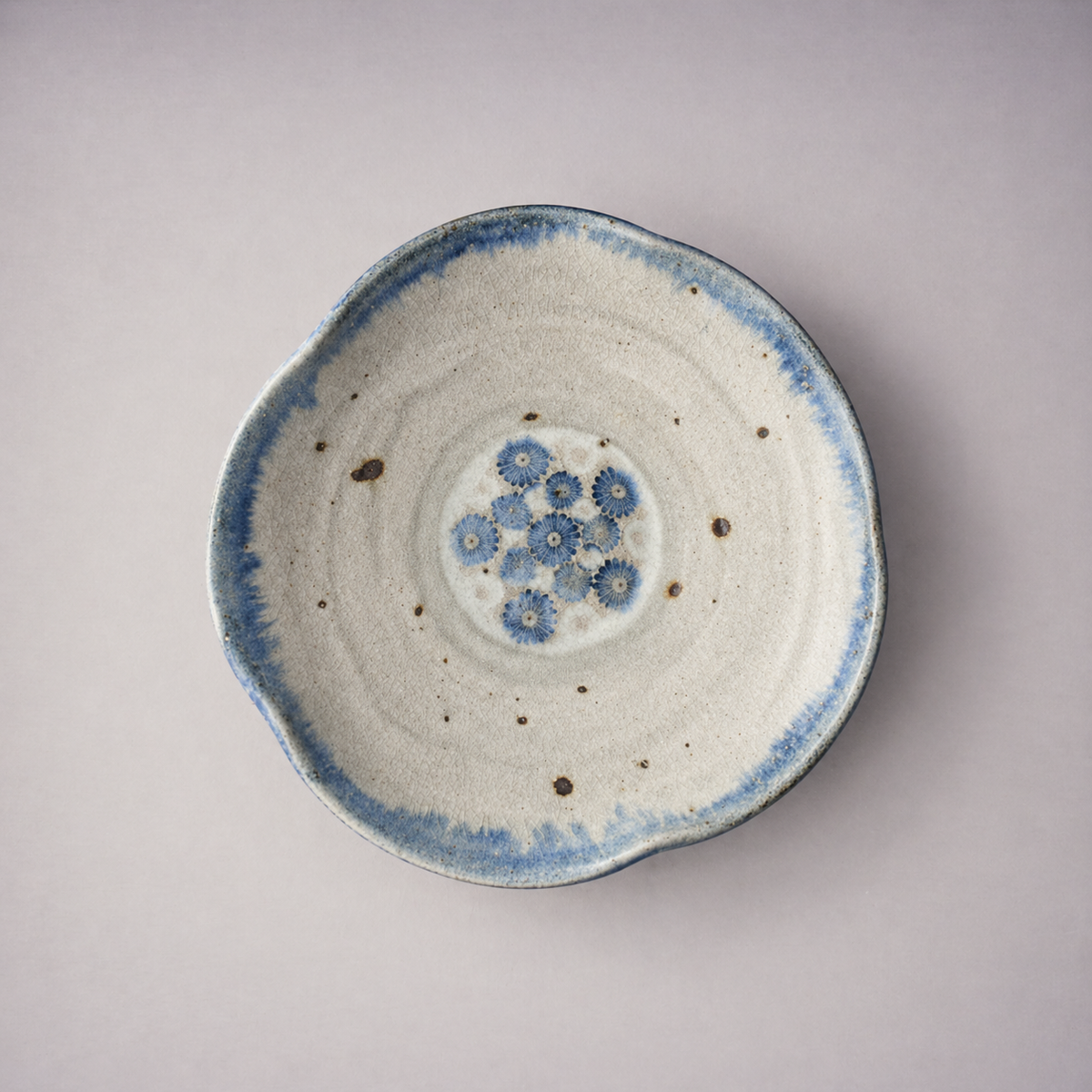 Hana small dish with blue bloom motif